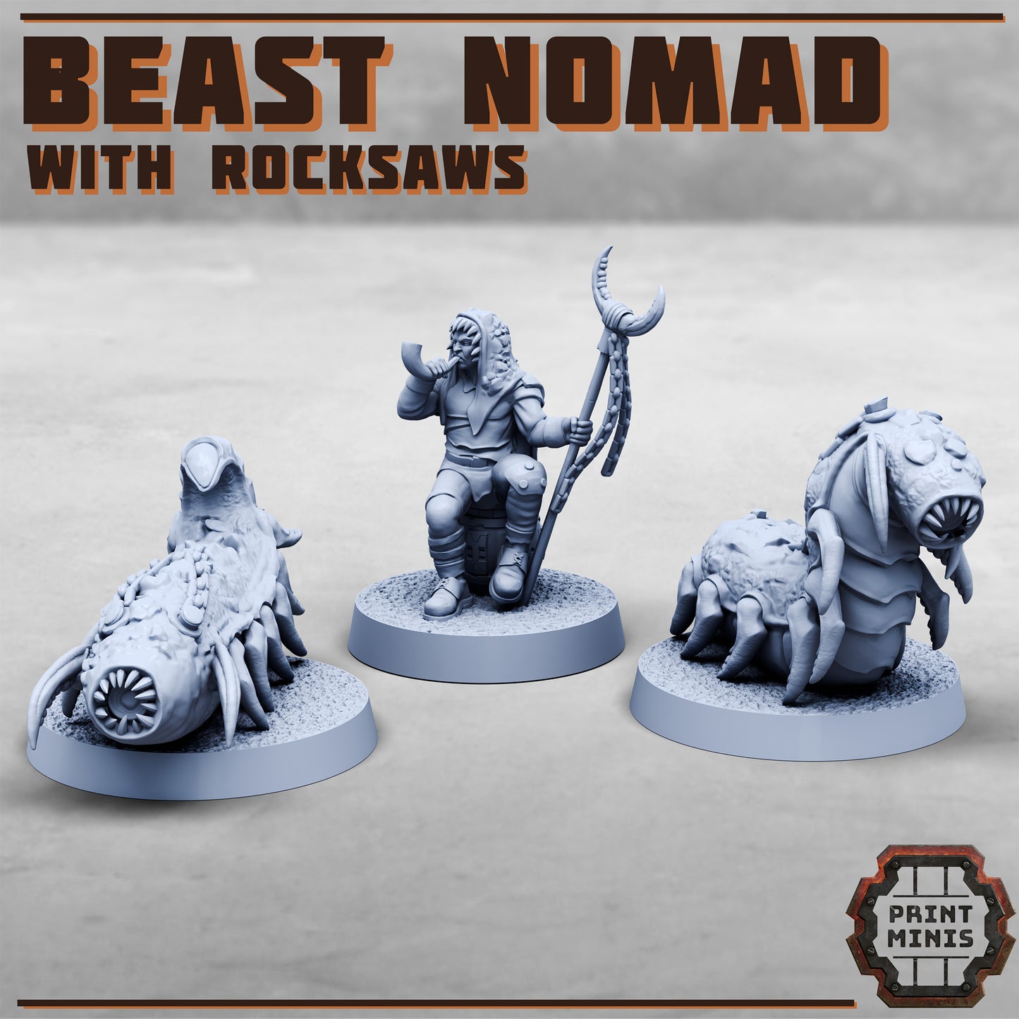 Beast Nomad and Rocksaws - Figurine Print Minis