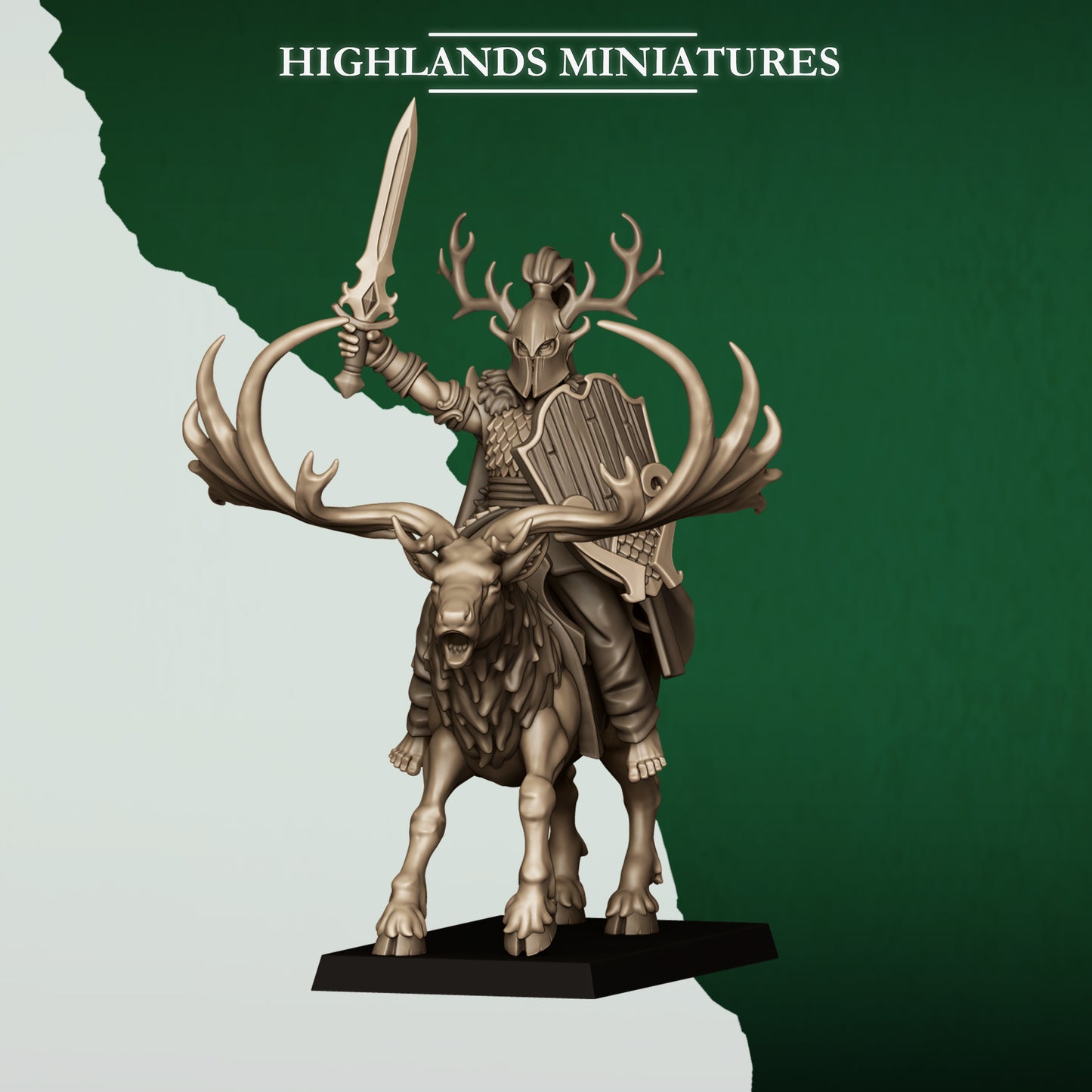 MOUNTED FERAL ELF LORD - HIGHLANDS Miniatures