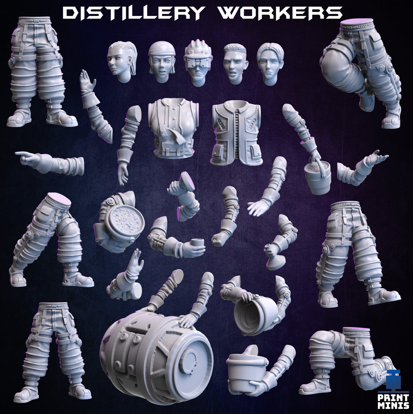 Distillery Workers - Figurine Print Minis - PRINT MINIS - 3DPitFactory