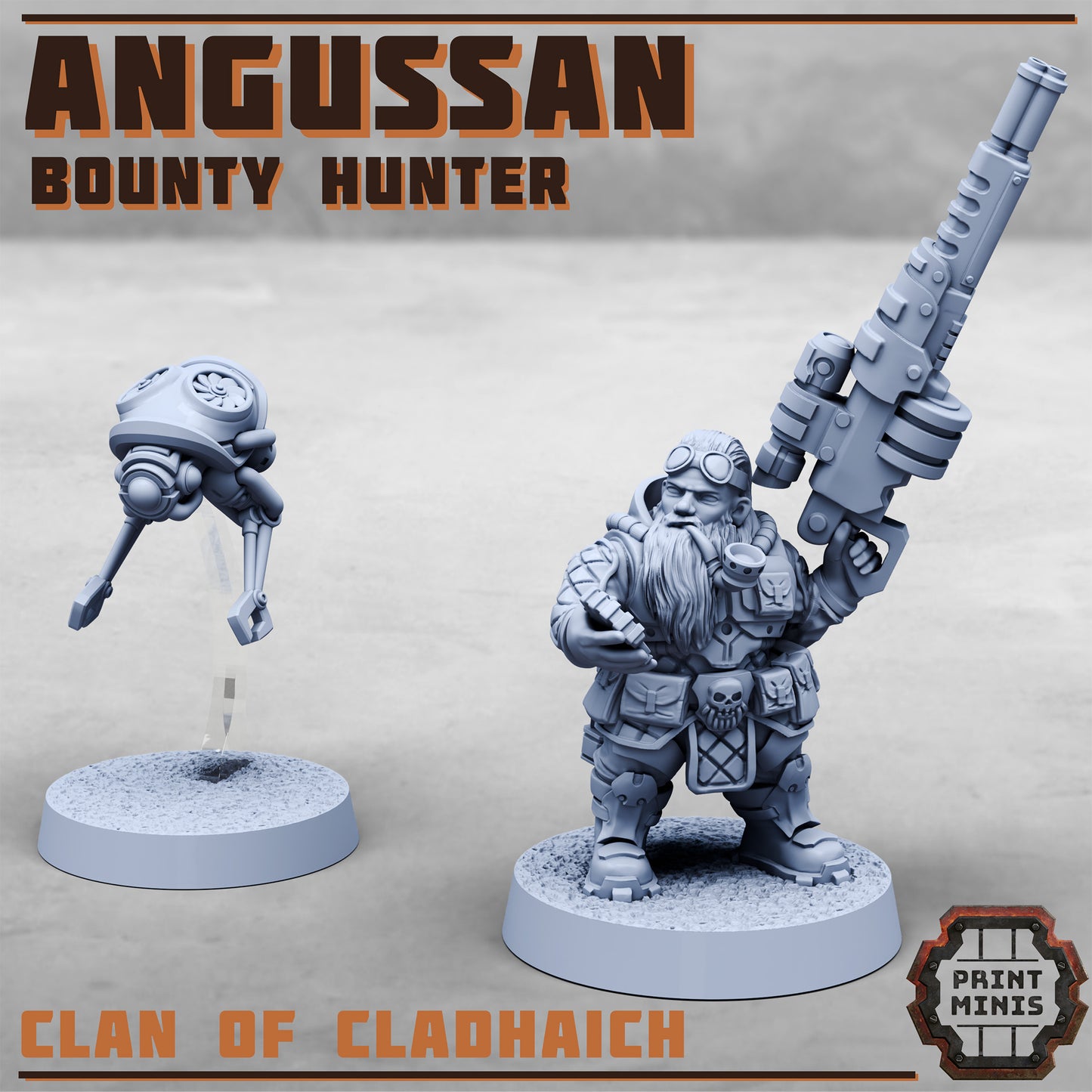 Angussan, Bounty Hunter - Clan of Cladhaich - Figurine Print Minis