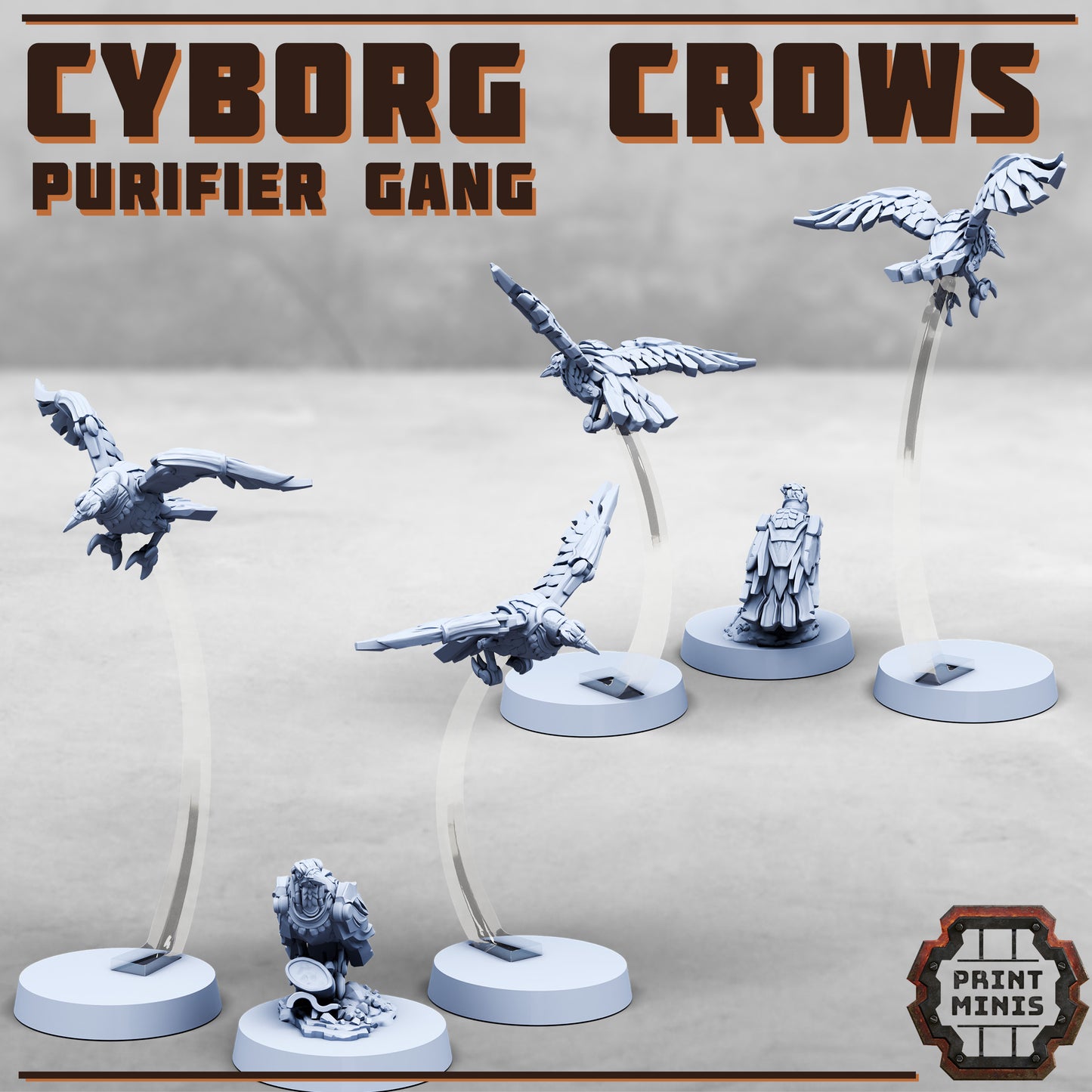Cyborg Crows - Figurine Print Minis - PRINT MINIS - 3DPitFactory