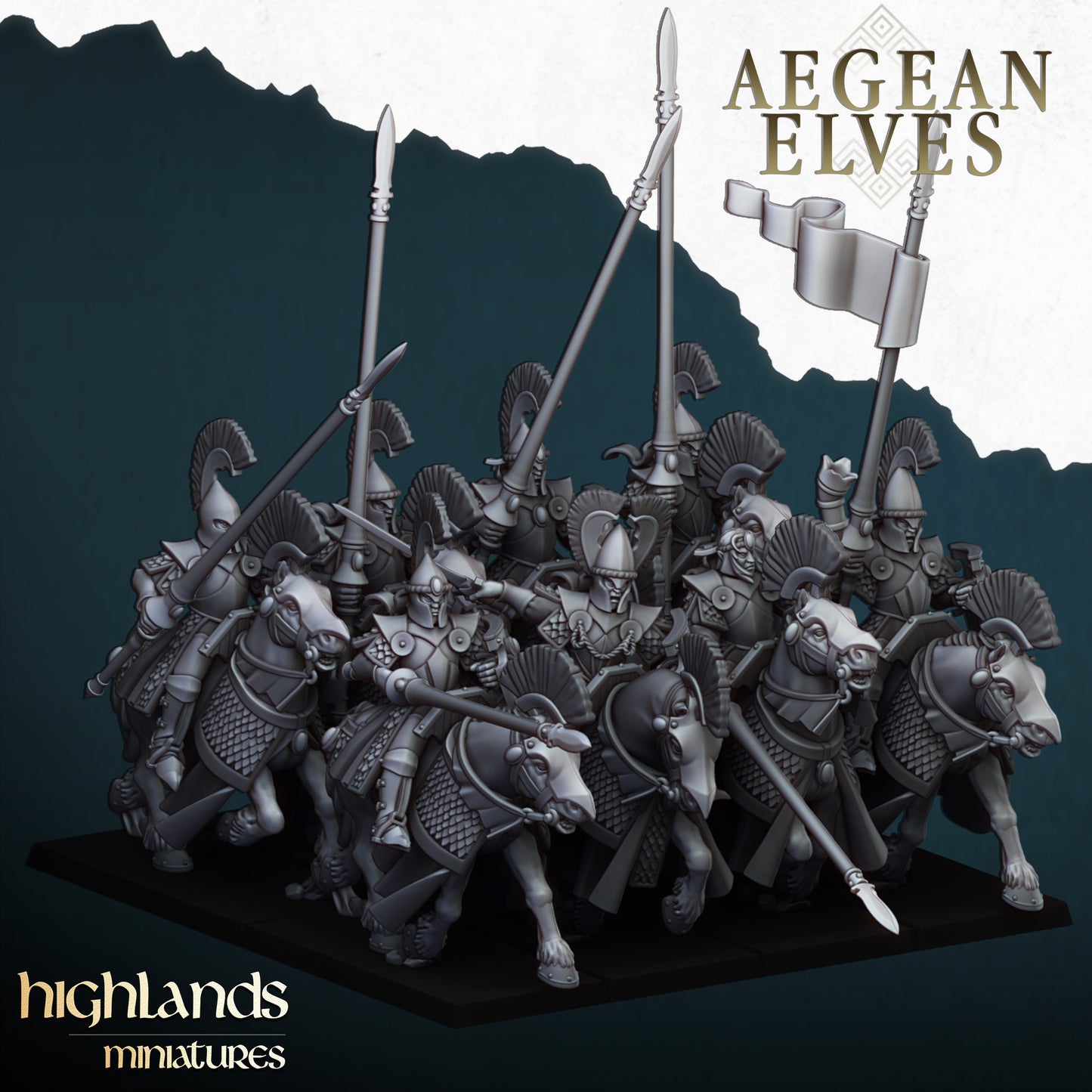 AEGEAN ELVES MOUNTED LANCES - Highlands Miniatures
