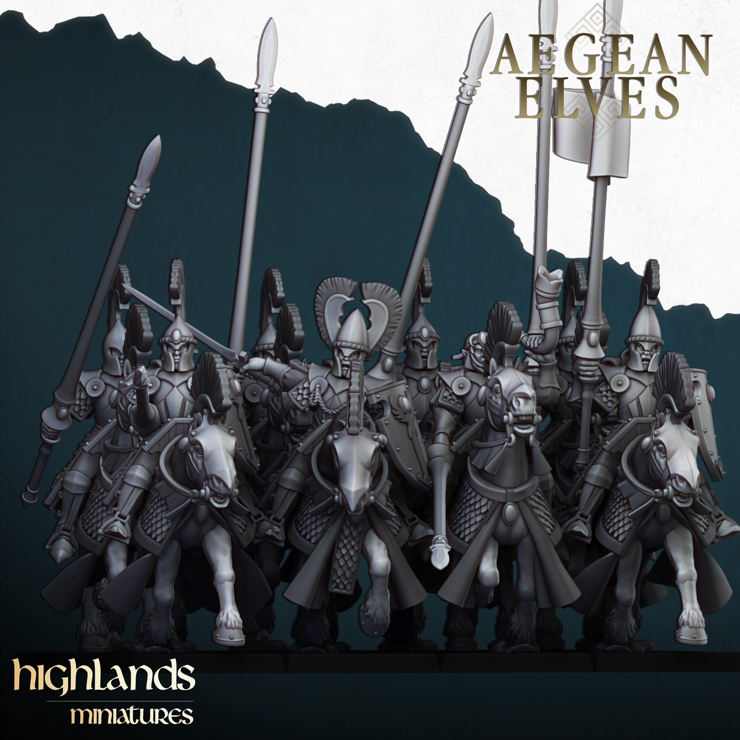 AEGEAN ELVES MOUNTED LANCES - Highlands Miniatures