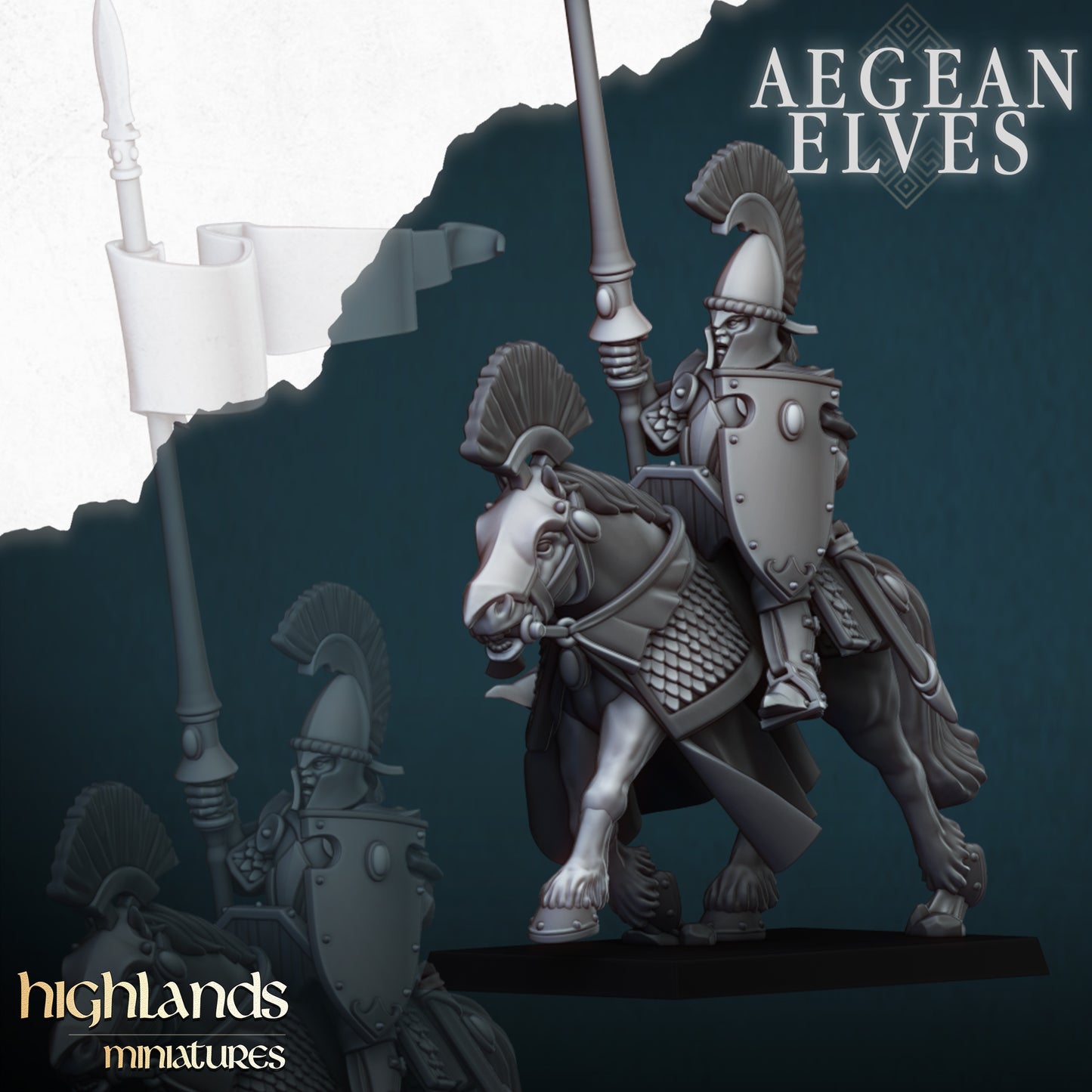 AEGEAN ELVES MOUNTED LANCES - Highlands Miniatures