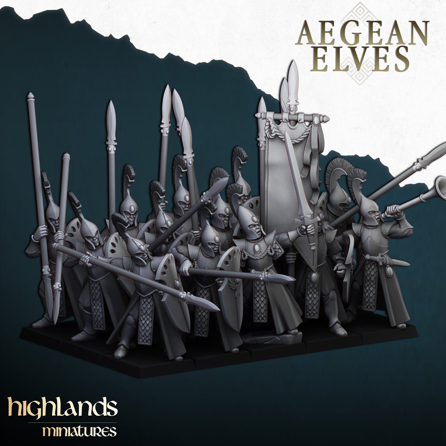 AEGEAN ELVES SPEARMEN - HIGHLANDS Miniatures
