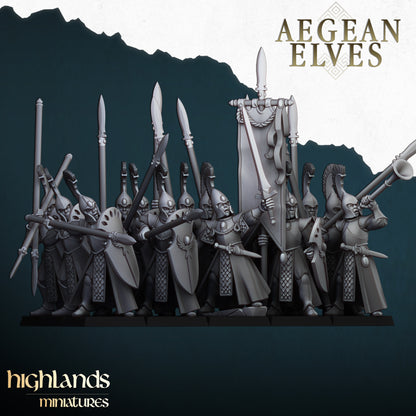AEGEAN ELVES SPEARMEN - HIGHLANDS Miniatures