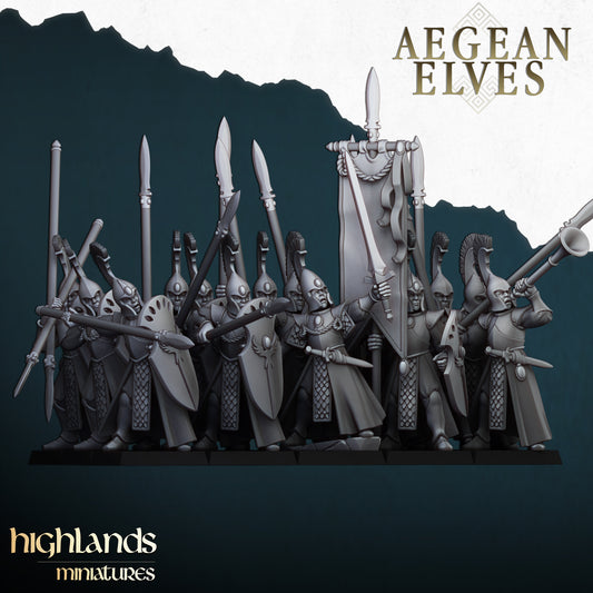 AEGEAN ELVES SPEARMEN - HIGHLANDS Miniatures
