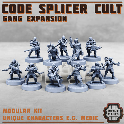 Code Splicer Cult - Gang Expansion - Figurine Print Minis - PRINT MINIS - 3DPitFactory