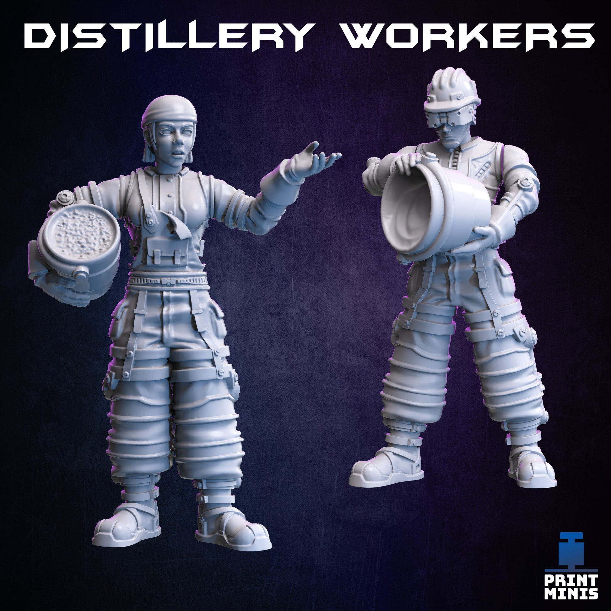 Distillery Workers - Figurine Print Minis - PRINT MINIS - 3DPitFactory