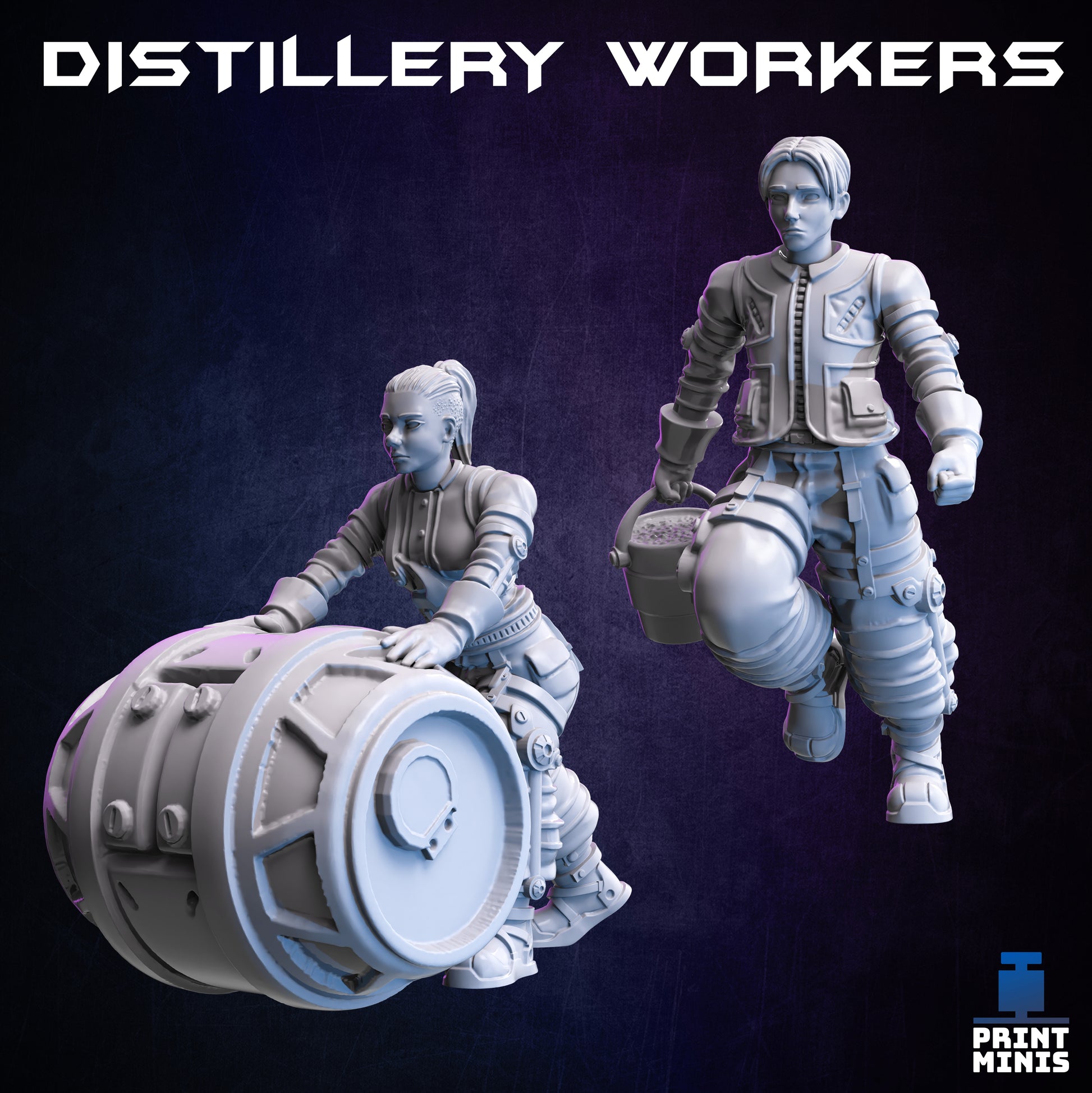 Distillery Workers - Figurine Print Minis - PRINT MINIS - 3DPitFactory