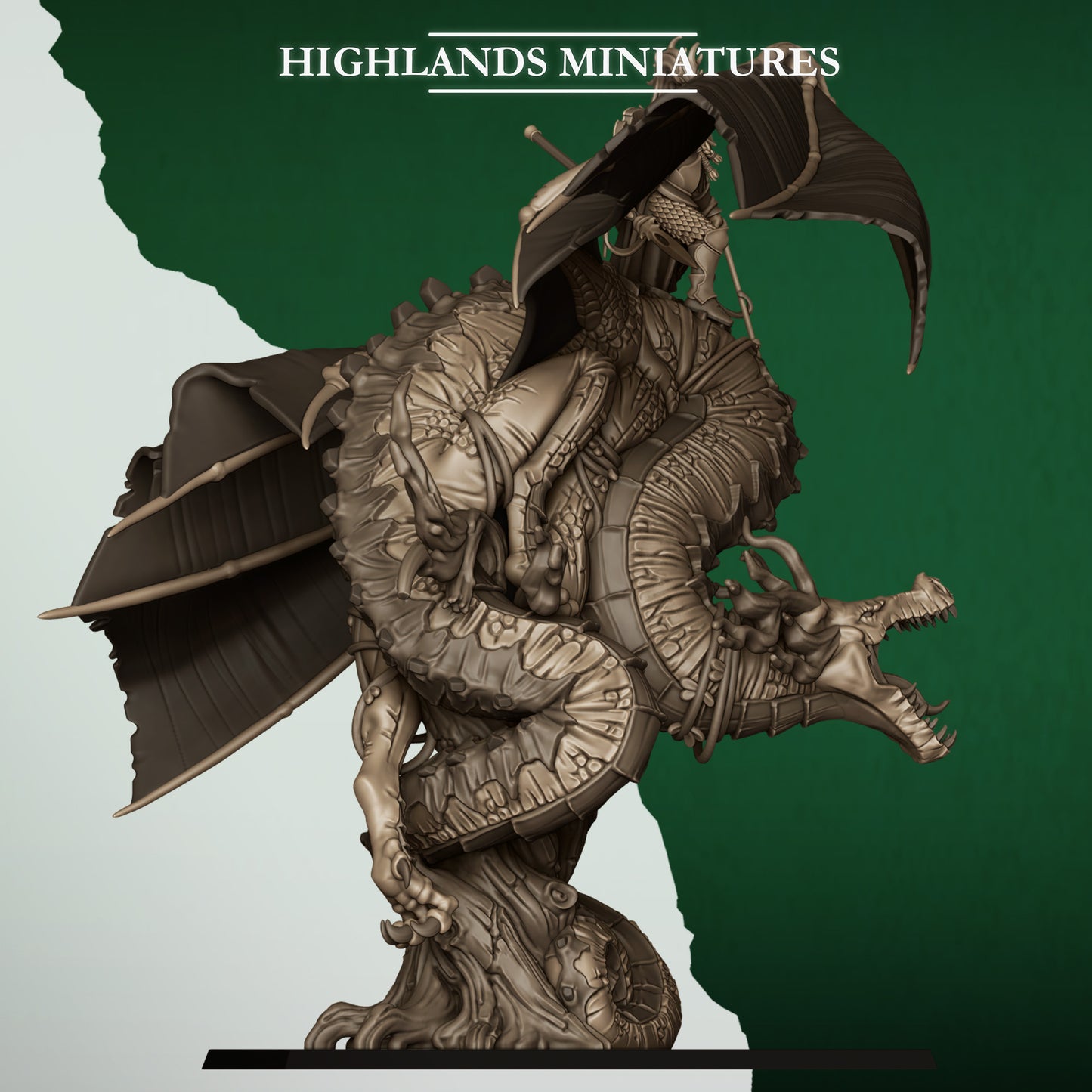 FERAL ELF PRINCE ON FERAL DRAGON - Highlands Miniatures
