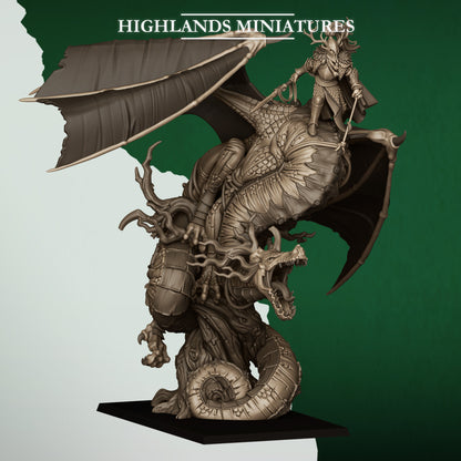 FERAL ELF PRINCE ON FERAL DRAGON - Highlands Miniatures