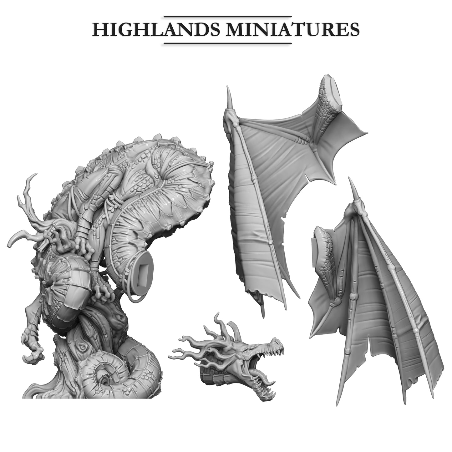 FERAL ELF PRINCE ON FERAL DRAGON - Highlands Miniatures