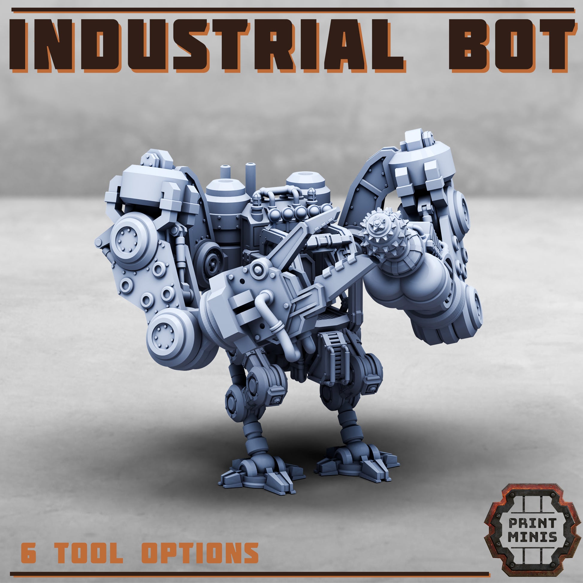 Industrial Bot - Figurine Print Minis - PRINT MINIS - 3DPitFactory