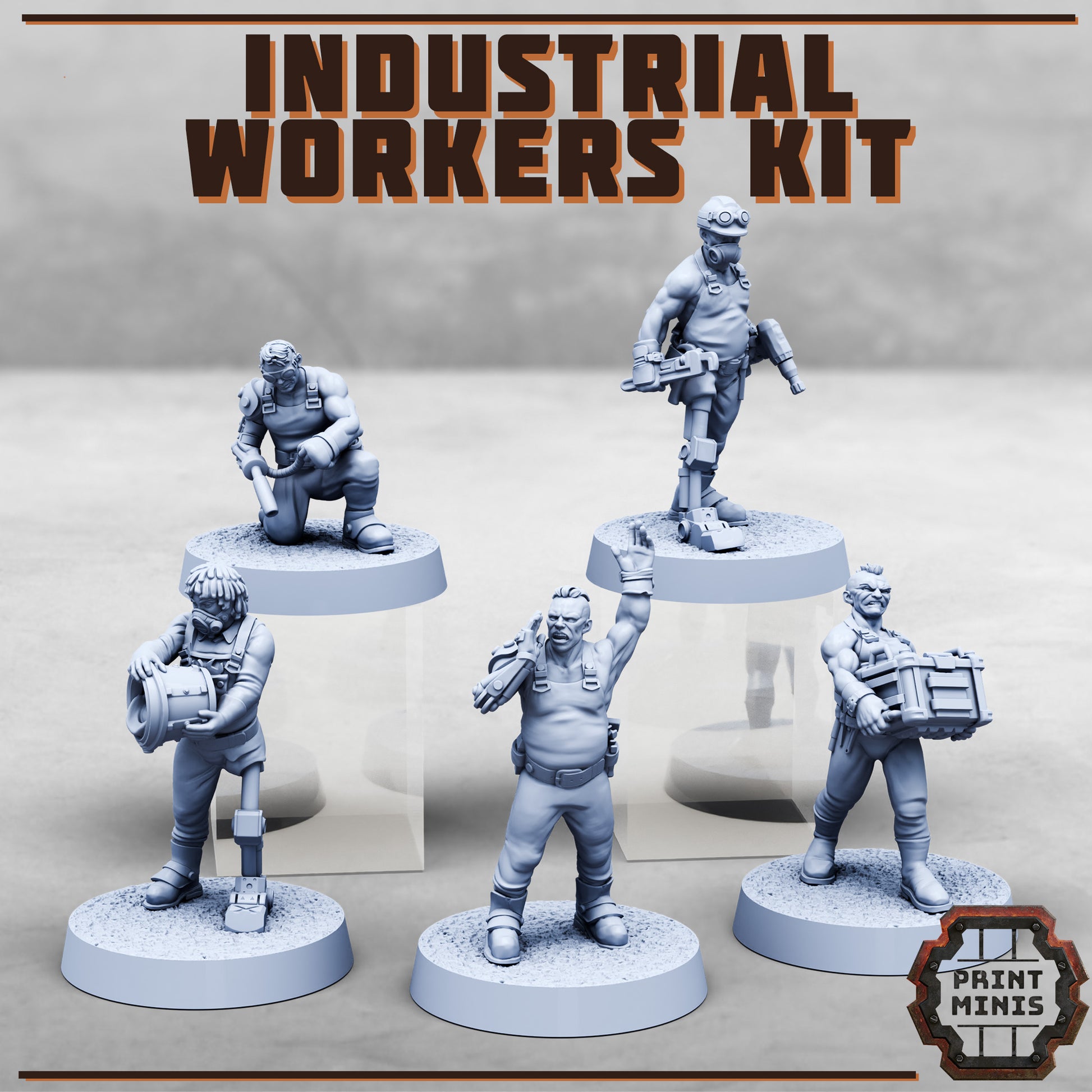 Industrial worker kit - Figurine Print Minis - PRINT MINIS - 3DPitFactory