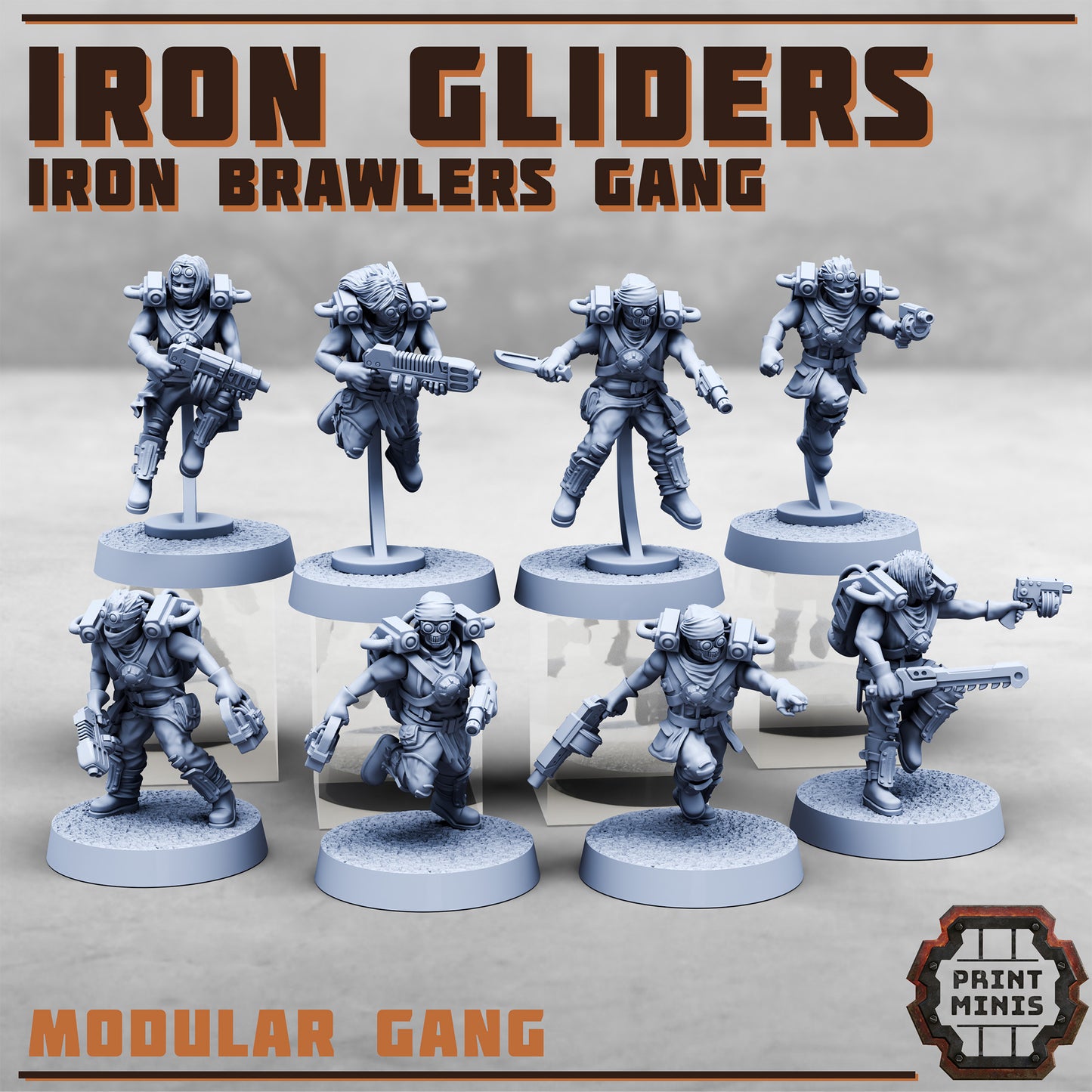 Iron Gliders - Iron Brawlers Gang - Figurine Print Minis - PRINT MINIS - 3DPitFactory