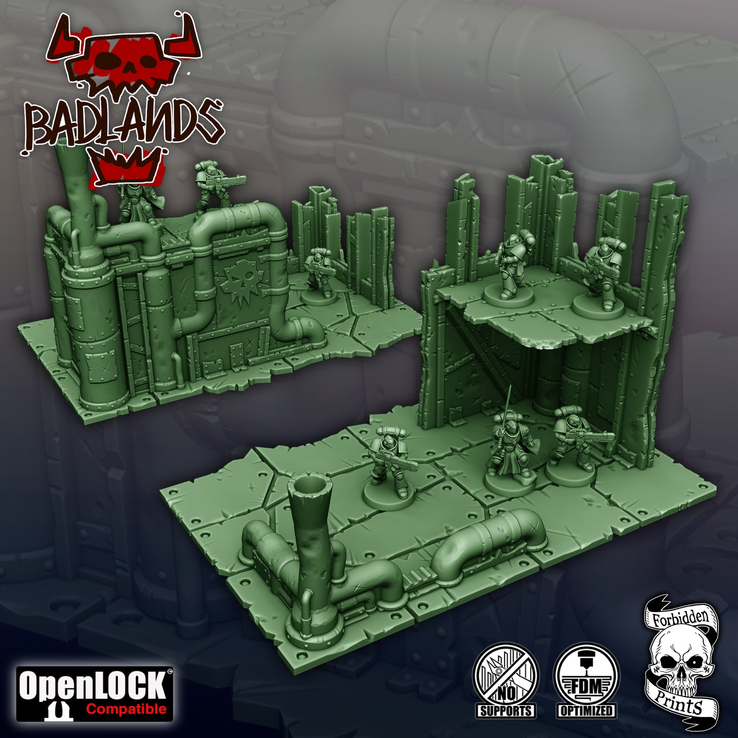 Terrain Badlands - Orks - compatible 11th édition - Forbidden Prints - Forbidden Prints - 3DPitFactory