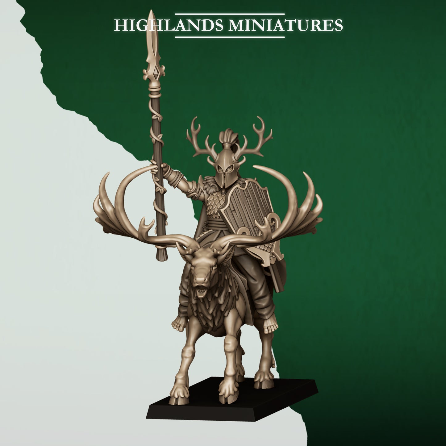 MOUNTED FERAL ELF LORD - HIGHLANDS Miniatures