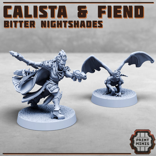 Calista et Fiend - Nightshade bodyguard - Figurine Print Minis - PRINT MINIS - 3DPitFactory