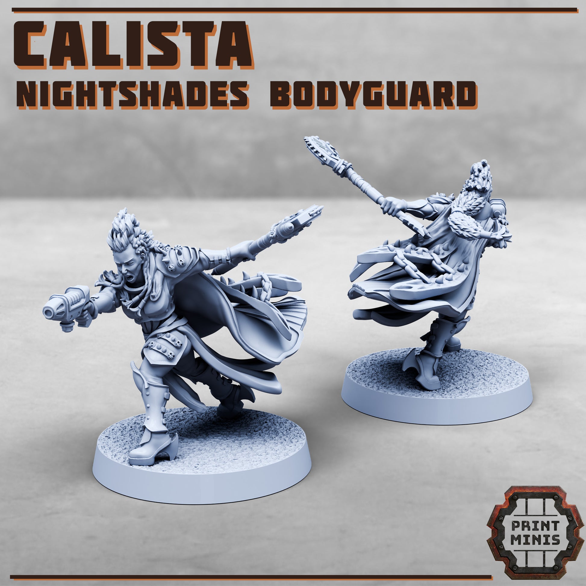 Calista et Fiend - Nightshade bodyguard - Figurine Print Minis - PRINT MINIS - 3DPitFactory