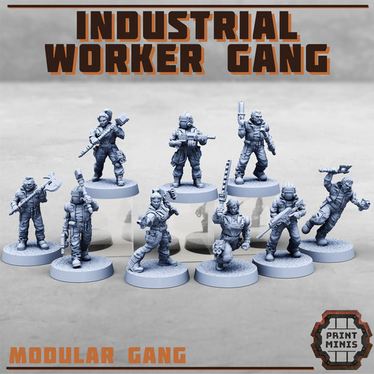 Industrial Worker Gang – Modular Gang - Figurine Print Minis - PRINT MINIS - 3DPitFactory