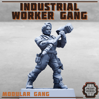 Industrial Worker Gang – Modular Gang - Figurine Print Minis - PRINT MINIS - 3DPitFactory