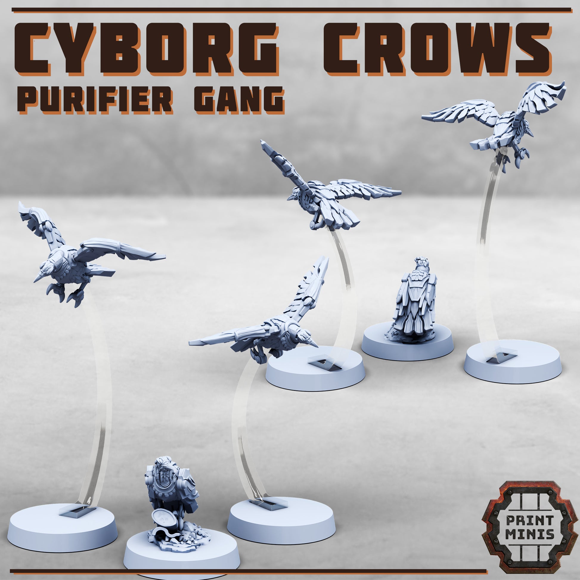 Cyborg Crows - Figurine Print Minis - PRINT MINIS - 3DPitFactory