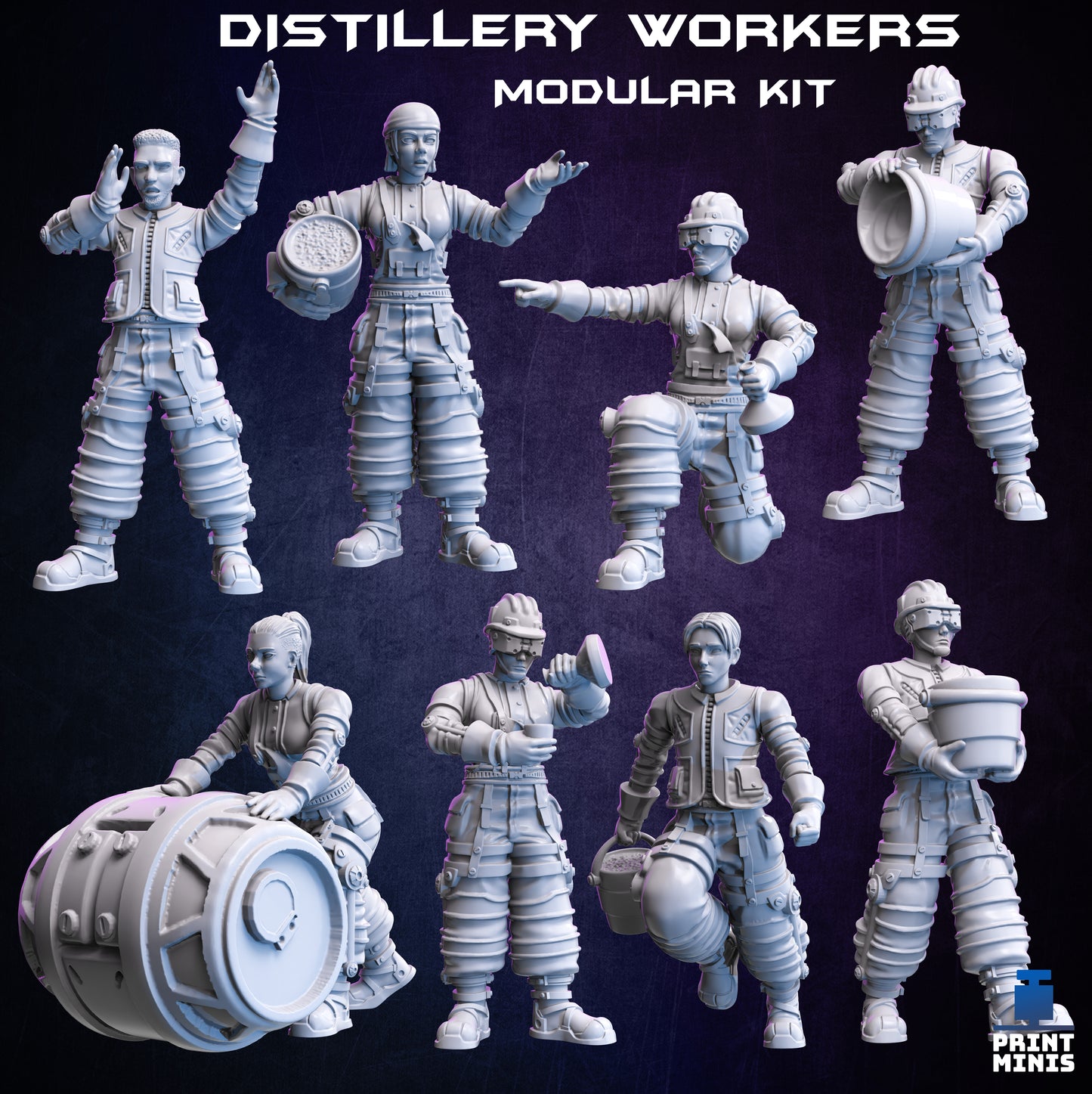 Distillery Workers - Figurine Print Minis - PRINT MINIS - 3DPitFactory
